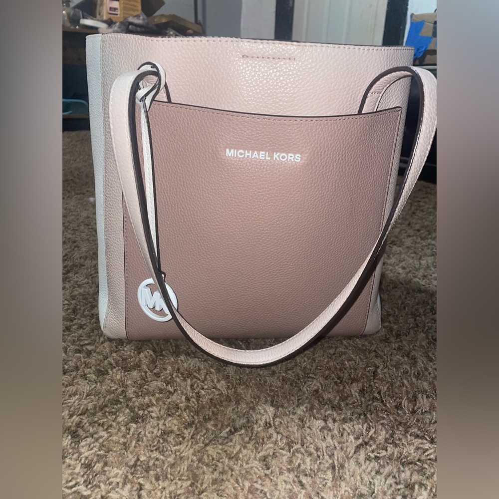 Michael Kors Gemma soft pink/fawn Large pocket tote leather handbag